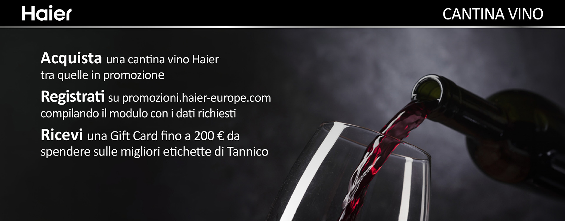 Acquista una cantina vino Haier, la degustazione è compresa con la GIFT CARD TANNICO